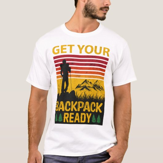 Retro Sunset Get Your Backpack Ready Trekking Tee T-shirt (Voorkant)