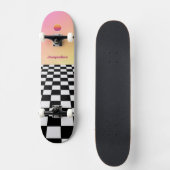 Retro Sunset Gradient Checkerboard Skateboard (Voorkant)