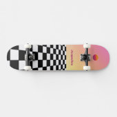 Retro Sunset Gradient Checkerboard Skateboard (Horizontaal)