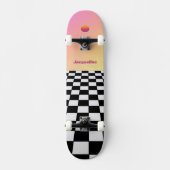 Retro Sunset Gradient Checkerboard Skateboard (Voorkant)