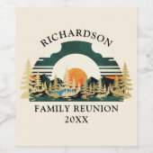 Retro Sunset Groen Beige Custom Familie Reunion Wijn Etiket (Enkel label)