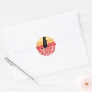 Retro Sunset Groundhog Day Ronde Sticker