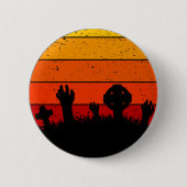 Retro Sunset Halloween begraafplaats I Ronde Button 5,7 Cm (Voorkant)