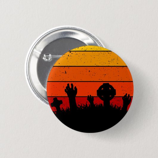  Retro Sunset Halloween begraafplaats I Ronde Button 5,7 Cm (Voorkant /achterkant)