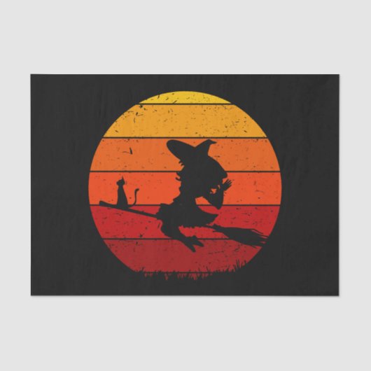  Retro Sunset Halloween Witch I Tissuepapier (Voorkant)