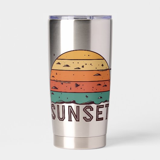Retro Sunset Horizon Graphic Mug' Geïsoleerde Drinkbeker (Voorkant)