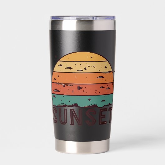 Retro Sunset Horizon Graphic Mug' Geïsoleerde Drinkbeker (Voorkant)