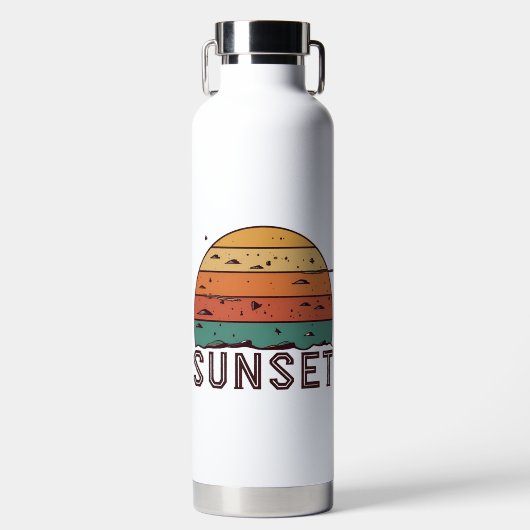 Retro Sunset Horizon Graphic Mug' Waterfles (Voorkant)
