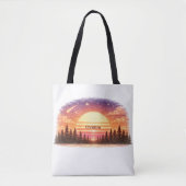Retro Sunset in the Forest Custom Name Gift Draagtas (Voorkant)