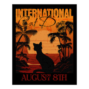 Retro Sunset Internationale kattendag Perfect Poster