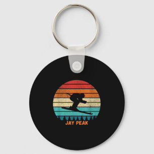 Retro Sunset Jay Peak Vermont Skiën Skier _1 Sleutelhanger