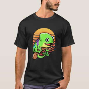 Retro Sunset Kameleon Pet Reptielhagedis T-shirt