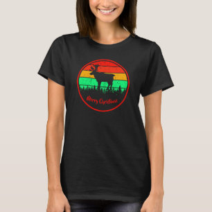 Retro Sunset-kerstrendiertekst bewerken T-shirt