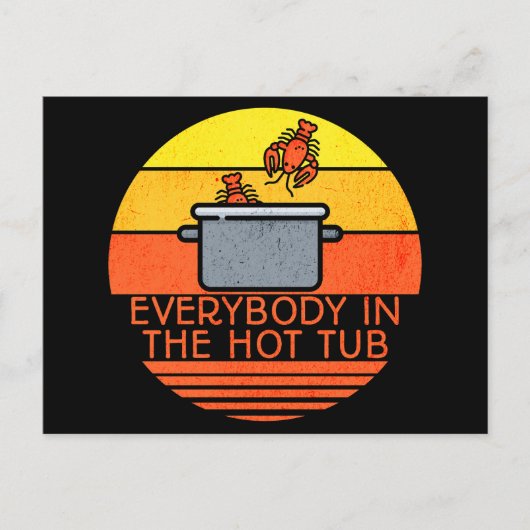 Retro Sunset kreeft pot, Hot Tub Briefkaart (Voorkant)