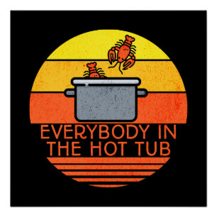 Retro Sunset kreeft pot, Hot Tub Perfect Poster