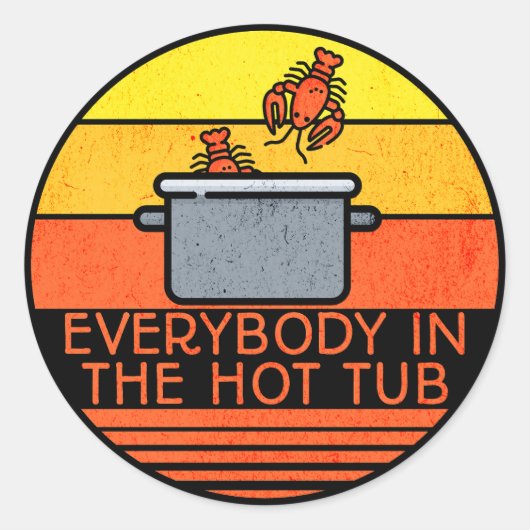 Retro Sunset kreeft pot, Hot Tub Ronde Sticker (Voorkant)