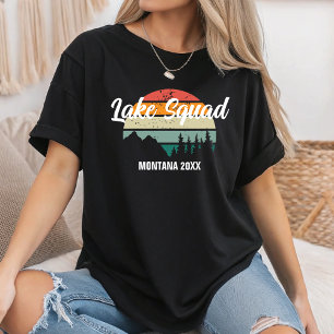 Retro Sunset Lake Squad Familiereünie Zomerreis T-shirt