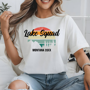 Retro Sunset Lake Squad Familiereünie Zomerreis T-shirt