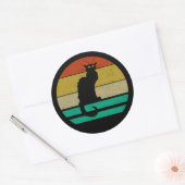 Retro Sunset Le Chat Noir Black Cat Ronde Sticker (Envelop)