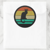 Retro Sunset Le Chat Noir Black Cat Ronde Sticker (Tas)