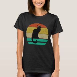  Retro Sunset Le Chat Noir Black Cat T-shirt