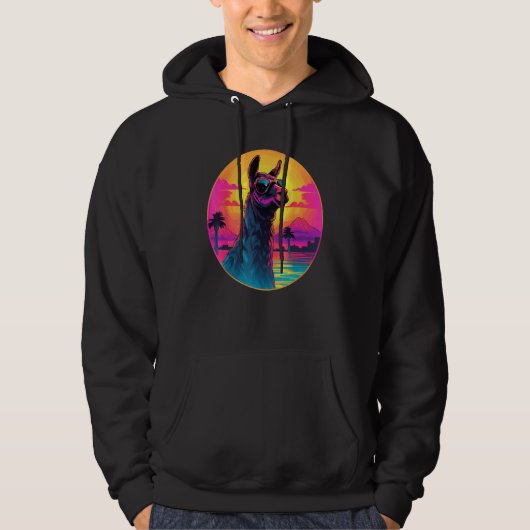 Retro Sunset Llama Hoodie (Voorkant)