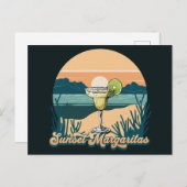 Retro Sunset Margaritas Briefkaart (Voorkant / Achterkant)