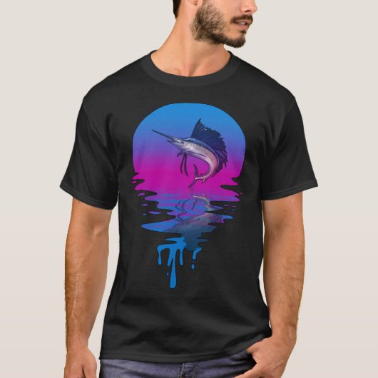 Retro Sunset Marlin T-shirt (Voorkant)