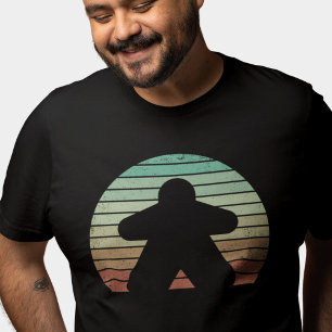 Retro Sunset Meeple Pastel Board Gamer T-shirt