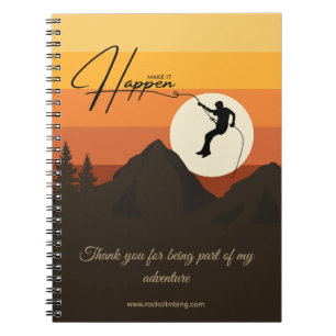 Retro Sunset Mountain Avontuur Klimmen Dank u Notitieboek