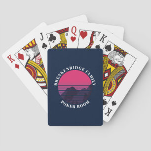 Retro Sunset Mountains Poker Room Aangepast Pokerkaarten