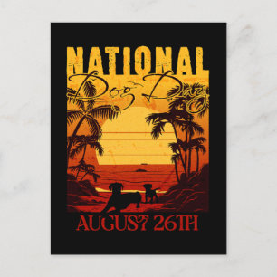 Retro Sunset Nationale Hondendag Briefkaart