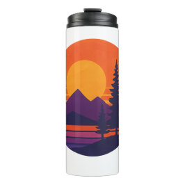 Retro Sunset Nature Vibes | Vintage 80s Aesthetic  Thermosbeker