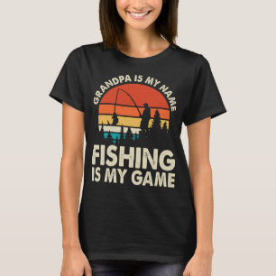 Retro Sunset Opa is mijn naam Vist is mijn spel T-shirt