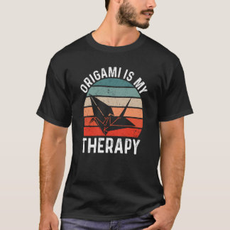 Retro Sunset Origami Crane T-shirt