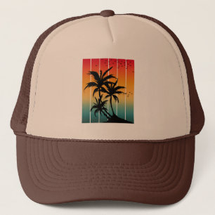  RETRO SUNSET PALM BOMEN TRUCKER PET