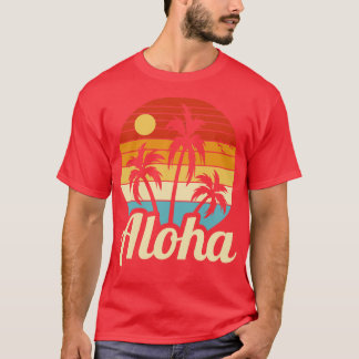  Retro Sunset Palm Tree Aloha Hawaii Tropic T-shirt