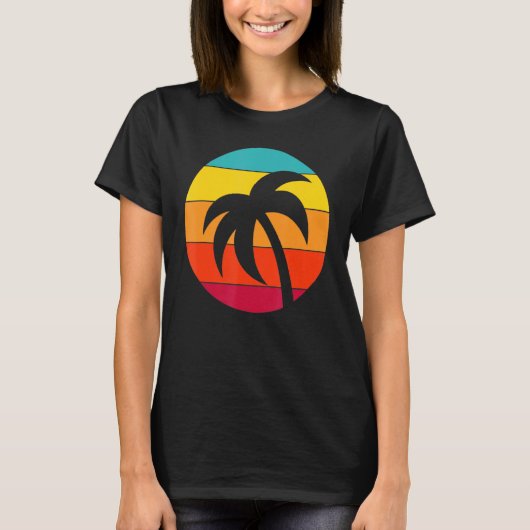 Retro Sunset Palm Tree T-shirt (Voorkant)
