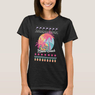 Retro Sunset Palm Trees I Love Miami Beach Lelijk T-shirt