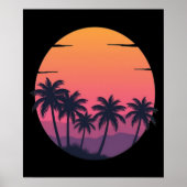 Retro Sunset Palm Trees Poster (Voorkant)