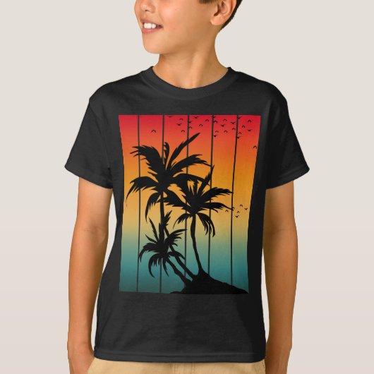 RETRO SUNSET PALM TRET T-Shirt (Voorkant)