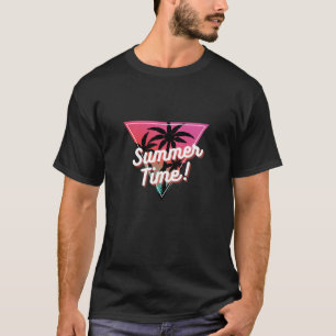 Retro Sunset Palm "Zomer Tijd" Ontwerp T-shirt