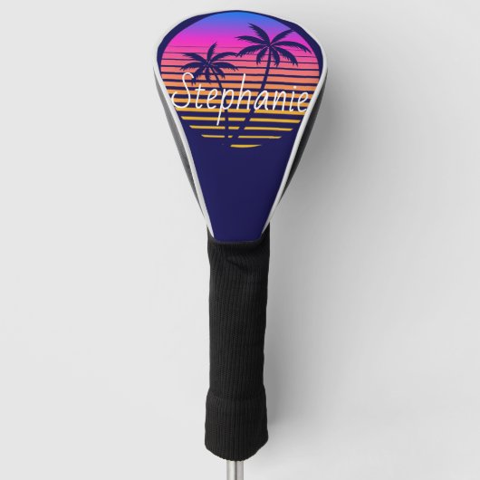 Retro sunset Personated Golfheadcover (Voorkant)