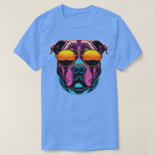 Retro Sunset Pit Bull T-shirt (Design voorkant)