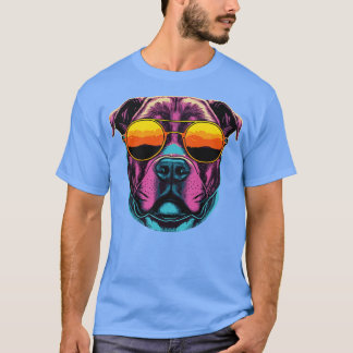 Retro Sunset Pit Bull T-shirt