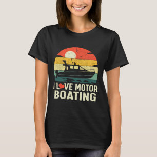 Retro Sunset Pontoon Boat I Love Motor Boa T-shirt