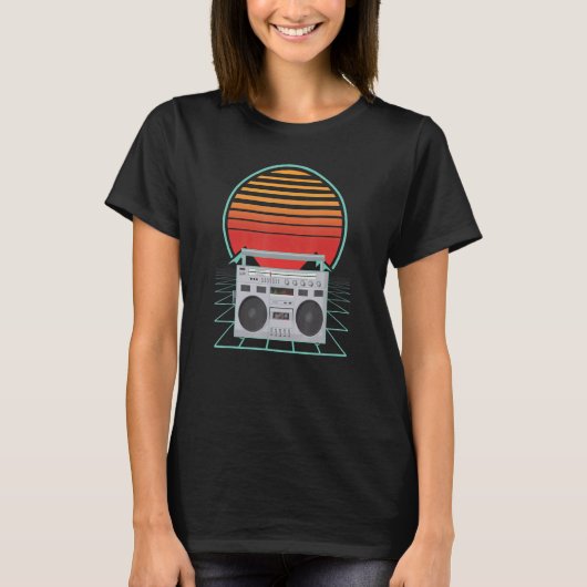 Retro Sunset Portable Radio Cassette Recor T-shirt (Voorkant)