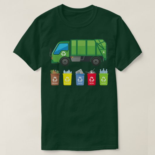 Retro  Sunset Recycling Trash Garbage Truck T-shirt (Design voorkant)