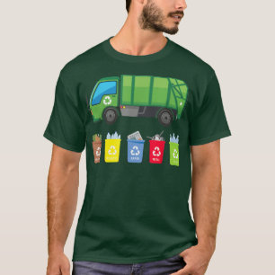 Retro Sunset Recycling Trash Garbage Truck T-shirt
