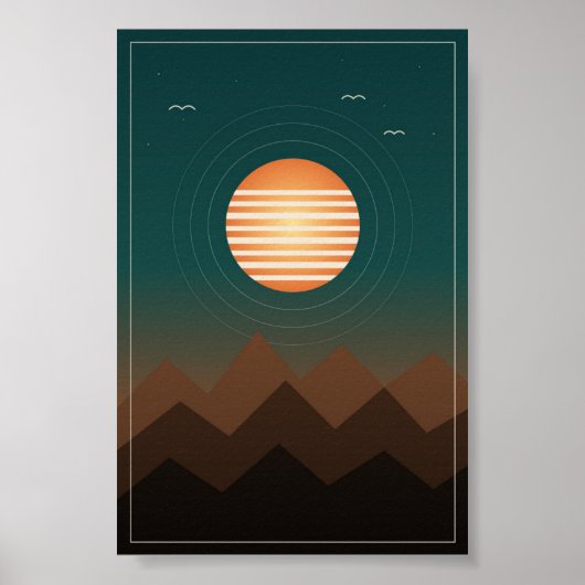 Retro Sunset Ridge Poster (Voorkant)